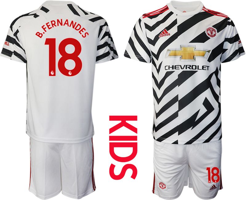 Youth 2020-2021 club Manchester united away #18 white Soccer Jerseys